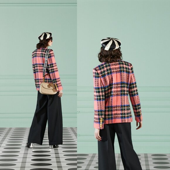 GUCCI JACKET WOOL TARTAN CHECK BOUCLE BLAZER - Picture 3 of 16
